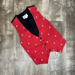 Cockney Rebels Vintage Red Embroidered Bull Skull Western Vest